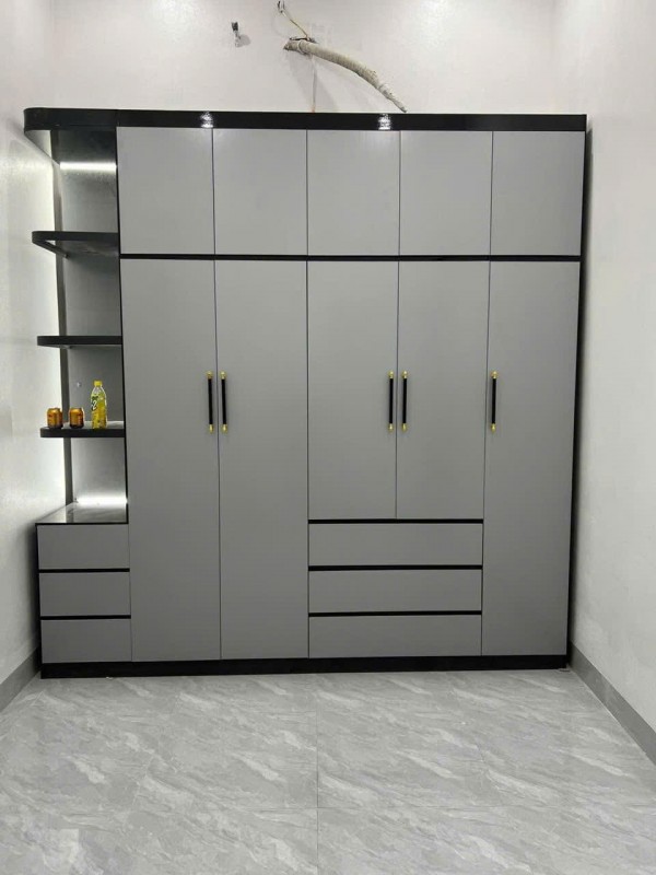 Tủ quần áo gỗ công nghiệp màu xám